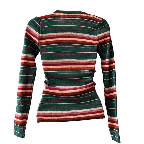 VINTAGE 1980’s Dead Stock Bronson Striped Skinny Fit Sweater Size Small - Picture 3 of 4